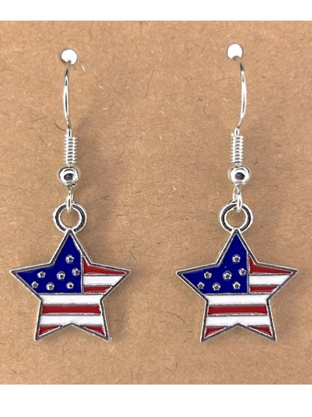 Red White And Blue Star Flag Patriotic Earrings Fashion Jewelry